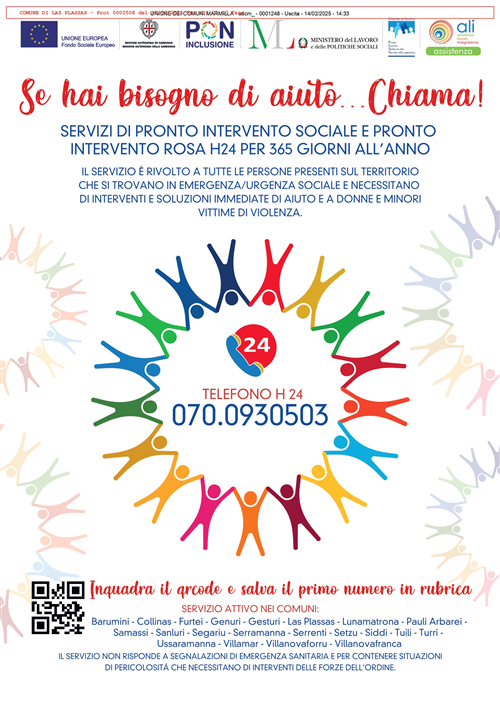 Pronto Intervento Sociale e Pronto Intervento Rosa
del Plus Ambito Sanluri