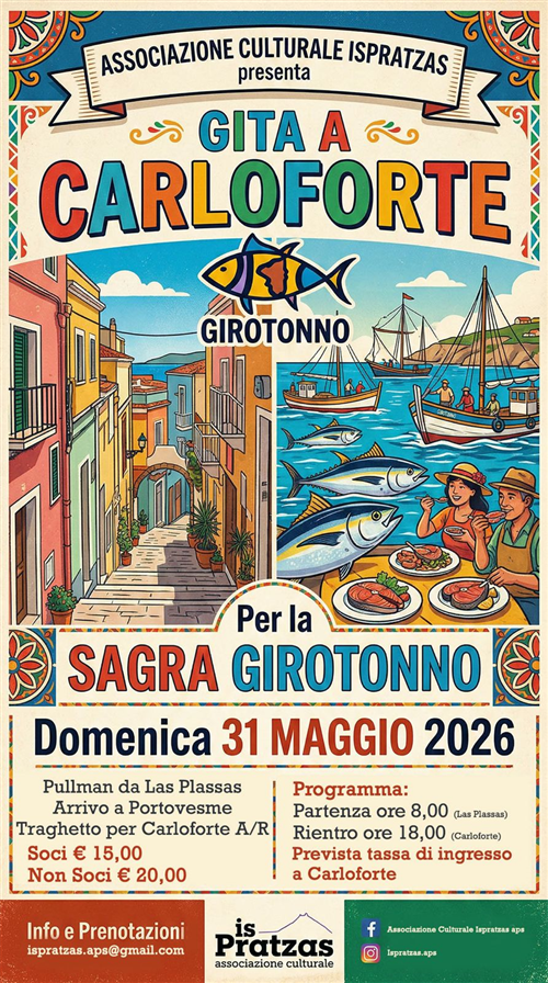 Gita a Carloforte per il Girotonno il 31 maggio 2026