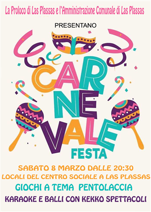 CARNEVALE 2025 - Sabato 8 Marzo dalle ore 20.30